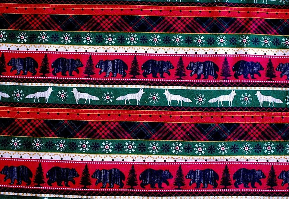 POR *MASCARILLA FACIAL * OSO DEL BOSQUE/ZORRO/COPO DE NIEVE A RAYAS 100 % ALGODÓN TELA DE FRANELA 1 YD Foto 3 de 3