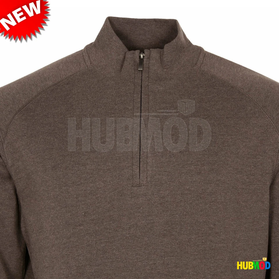 Kirkland Signature Men's 1/4 100% Cotton Active Pullover Sweater M MEDIUM BROWN - Image 2 of 2