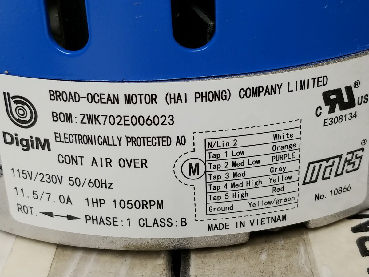 Mars 10869 Azure ECM Condenser Fan Motor, 3/4-1 HP, 115/230