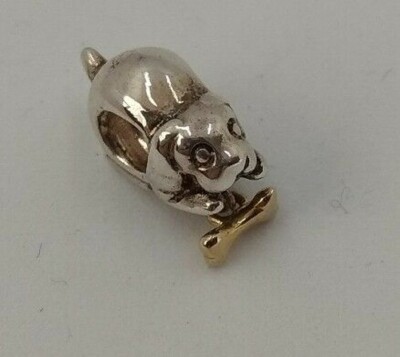 Chamilia. Dog With Bon in14K Gold. Bead Charm sterlingsilber