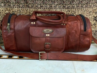 30 '' Original Leder Reise Gepäck Herren Fitness Duffel Vintage Wochenende Rund