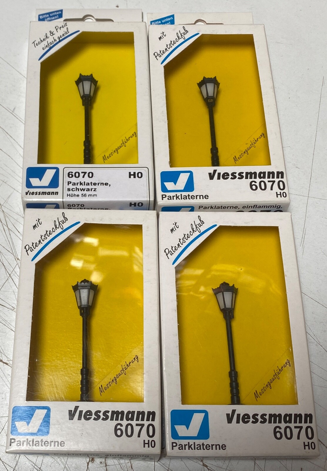 Miniature Viessmann HO 6070 lot 4 lampadaires feux de jardin public maquette