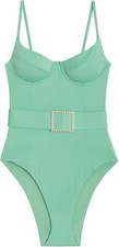 Weworewhat Women's 248733 Frosty Green Danielle One Piece Swimsuit Size Large