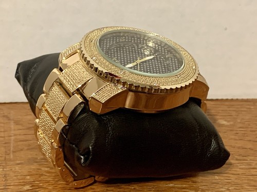 GOLD TONE TECHNO TREND 52mm MILITARY BLING WATCH BRASS CASE , Needs battery ๐ - Picture 13 of 16