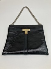 Vintage TRIANGLE New York Leather Purse Handbag Black Gold T 8.5" x 7.5"