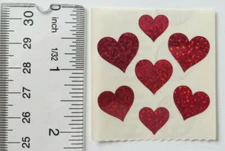 Sandylion RED HEARTS - Square of Vintage Sparkle RETIRED Stickers  
