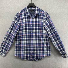 Banana Republic Shirt Mens Size Large Blue Plaid Long Sleeve Soft Wash Slim Fit