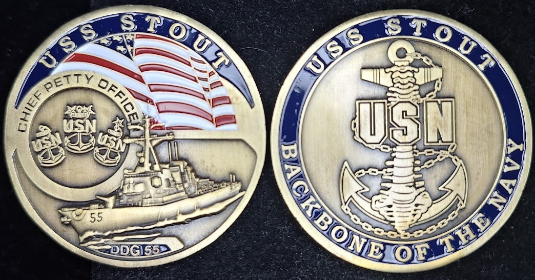 DDG-55 USS STOUT CPO CHIEF Navy Challenge Coin Backbone of the Fleet