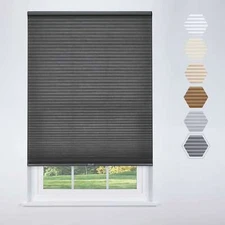 EcoFold Cordless Cellular Light Filtering Shade, 34 W x 84 H, Dark Grey