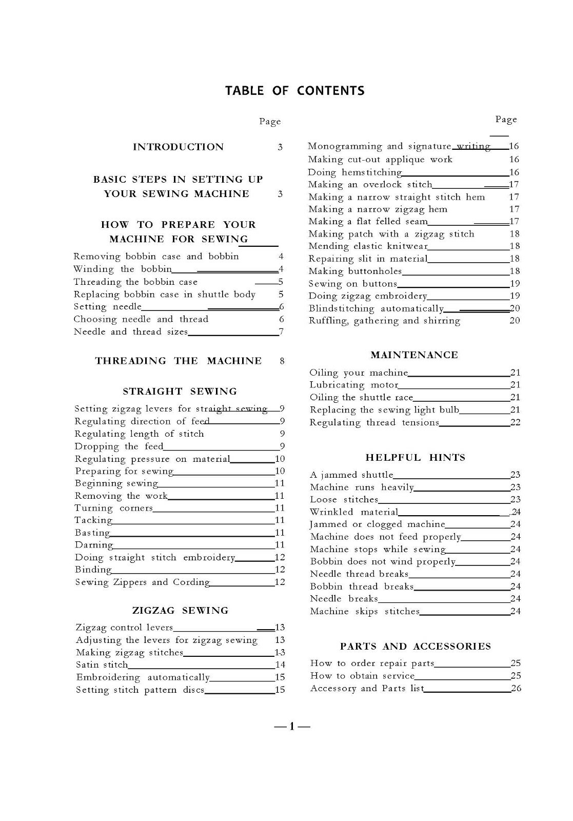 Montgomery Ward URR 273 Signature Zig Zag Sewing Machine Manual