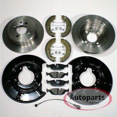 Bremsscheiben Ø 258 mm + Beläge + Handbremse + Spritzbleche hinten BMW 3er [E30]
