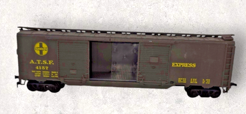 Vintage HO Scale A.T.S.F. Express Double Door 50Ft Box Car Working Doors C-7 - Picture 2 of 8