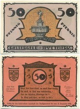 Teterow koło Rostocku, 1 banknot geld 1921, F. Reuter, fontanna szczupaka, 50 fenigów
