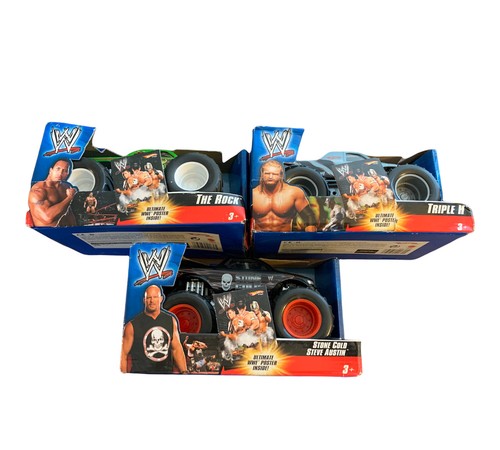 WWE x Hot Wheels 1:24 Monster Truck 2006 Stone Cold Triple H Rock Bundle - 第 1/8 張圖片