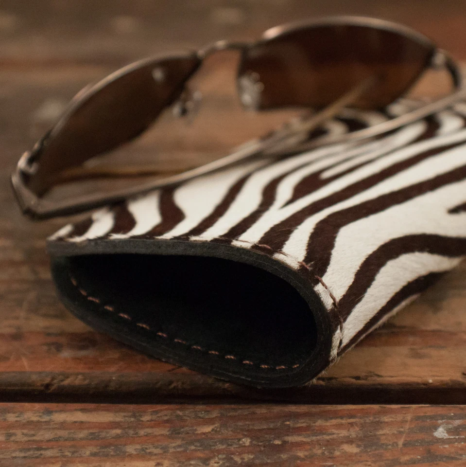 Furry Zebra Print Leather Soft Eye Glasses or Sunglasses Case - Image 2 of 2
