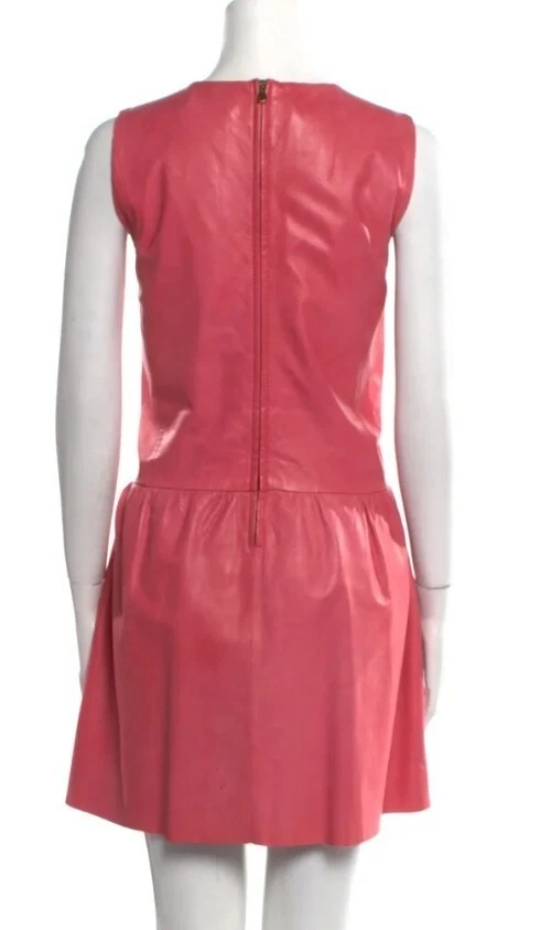 Abito Valentino pelle di agnello taglia Large rosa parte cocktail data notte