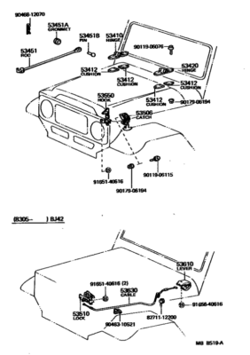 TOYOTA Land Cruiser FJ40 BJ40 Hood Hinges LR SETGenuine JDM OEM
