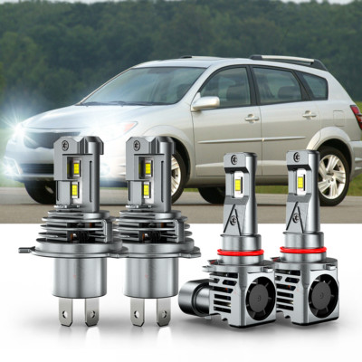 Fit Pontiac Vibe 2003-2008 Combo LED Headlight Kit Hi+Lo+Fog Light Bulbs H4+9145