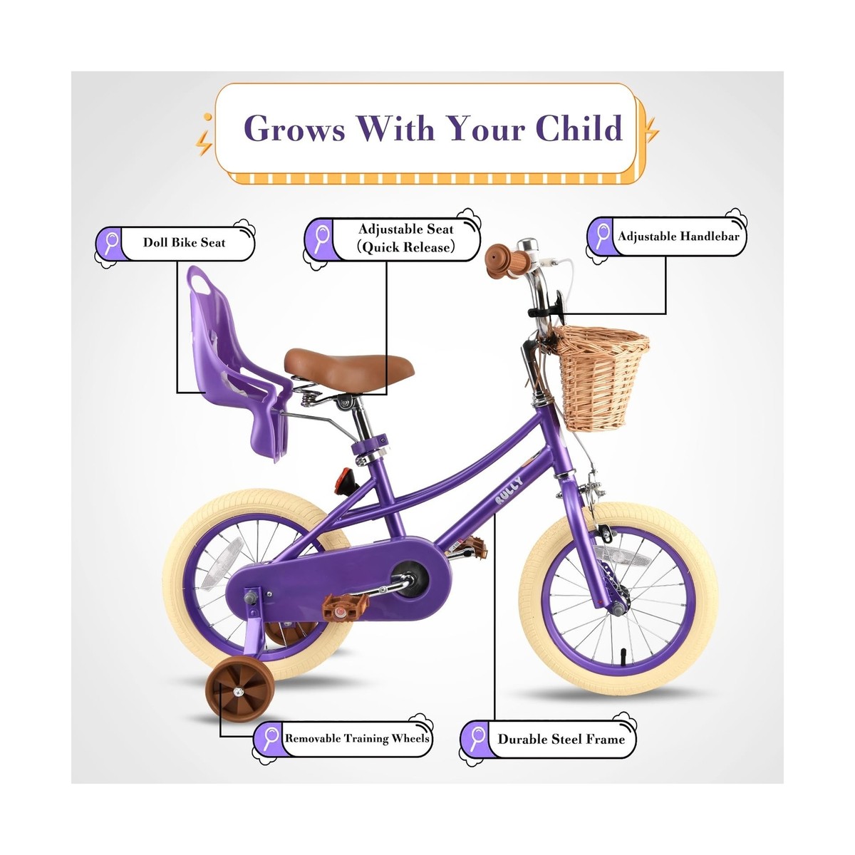 Scooter For Kids 5-12 RULLY Daisy Kids Bike For Girls Ages 2-7