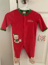 Little Me My First Christmas Sleeper Pajamas PJ sleep And Play Size 3m NWT Bear