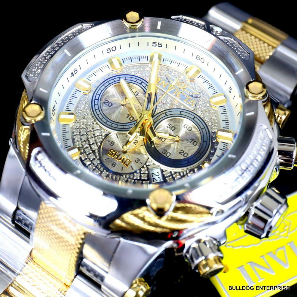 Invicta Shaq Perno Oro Tono Acero .74CTW Diamante Suizo Reloj Crono Nuevo | eBay