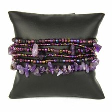 Czech Glass Bead 6 strand Bracelet Bangle Cuff Guatemala IRIDESCENT PURPLE