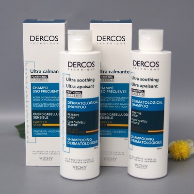 2 PACK  Vichy Dercos Ultra Soothing Shampoo for Dry Hair 6.7oz/ 200ml