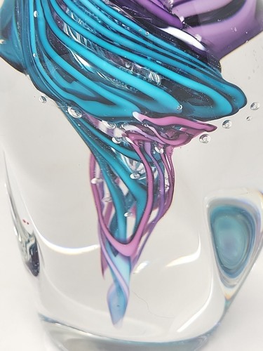 Vintage Schmidt Rhea schwere Skulptur 9,5"" Kunstglas signiert 1998 lila blaugrün - Bild 8 von 23