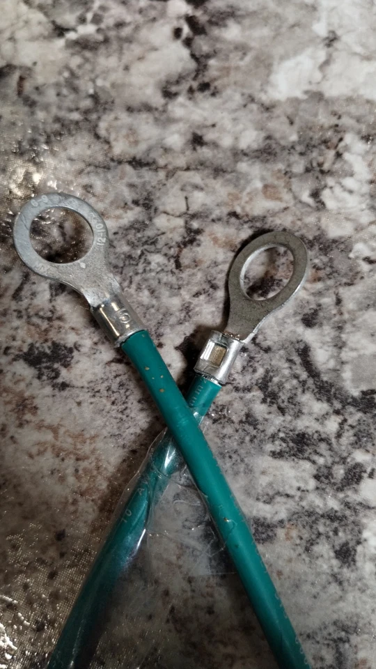 全新 批量 20 件 Molex 绿色 12 英寸 长跳线 10 AWG 带 3/8 英寸 眼环端子 — 第 3/3 张图片