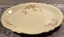 Homer Laughlin Virginia Rose 13-1/4"Serving Platter. Roses, Platinum Trim. 1947