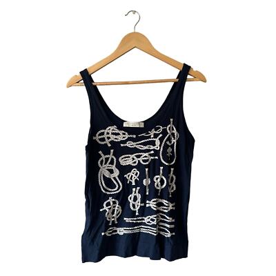 Stella McCartney Navy Blue Rope Knot Graphic Tank Top Size 40