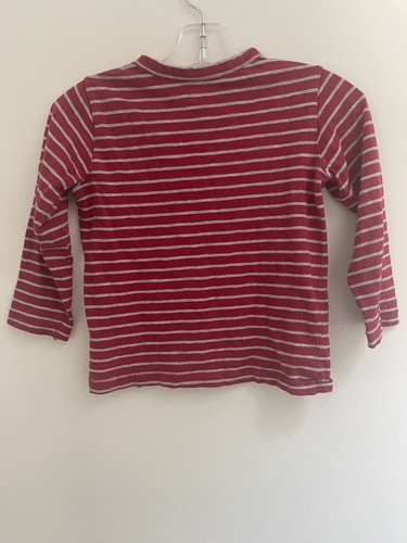 babyGap Kids Boys Striped 100% Cotton Crewneck Pocket Long Sleeve Shirt Red 4 Yr - Picture 4 of 4