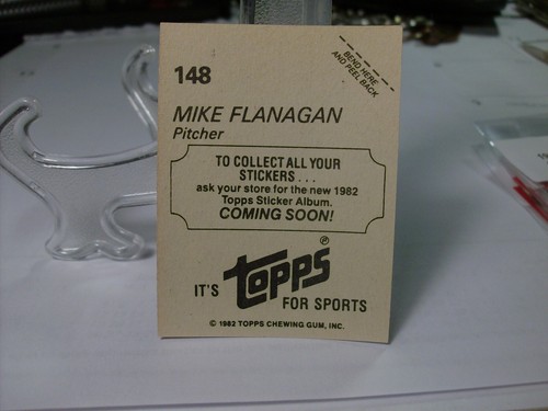 1982 Topps Stickers #148 - Mike Flanagan - Baltimore Orioles 82-1404 - Picture 2 of 2