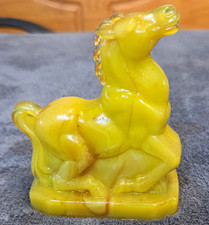 Unmarked Yellow Horse Figurine Decorative Horses Theme Animal Subject Decor
