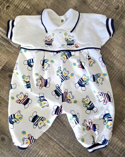 Dior Vintage Baby Infant One Piece Romper Putfit Tennis Bears Sz 0-3 Months EUC
