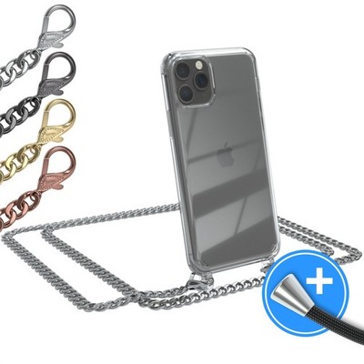 EAZY CASE für Apple iPhone 11 Pro Hülle Band Handykette Metall transparent Cover