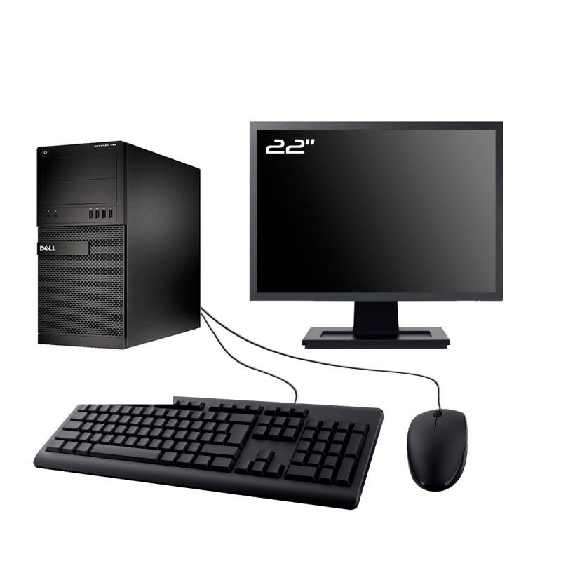 PC Dell Optiplex XE2 MT Ecran 22" Intel I3-4130 RAM 32Go SSD 250Go Wifi W11