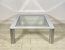 TAVOLINO SALOTTO Sergio Mazza ANNI 70 Cinova ACCIAIO CROMATO VETRO TABLE DESIGN