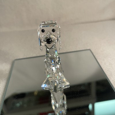 Vintage Swarovski Standing Pluto Dog Crystal Figurine #7635 Black Eyes & Nose