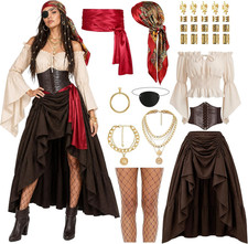 Renaissance Costume Women Pirate Outfits Medieval Halloween Tops...