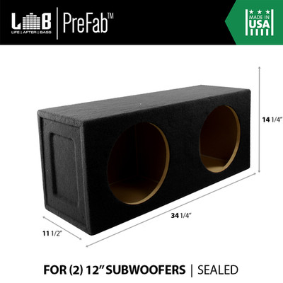 2.24 ft³ Dual Sealed MDF Sub Woofer Enclosure for 12'' Car Audio Subwoofer Pair
