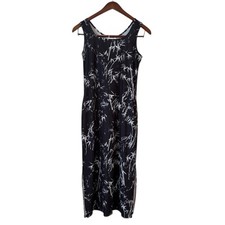 Stretchy Tank Top Tropical Print Maxi Dress with Side Slits Size Small