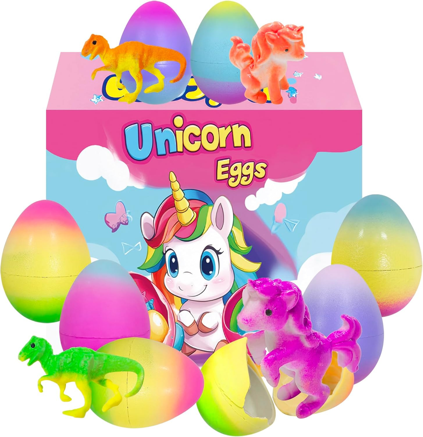 6 Pack Unicorn Hatching Surprise Eggs - Grows 600%- Easter B