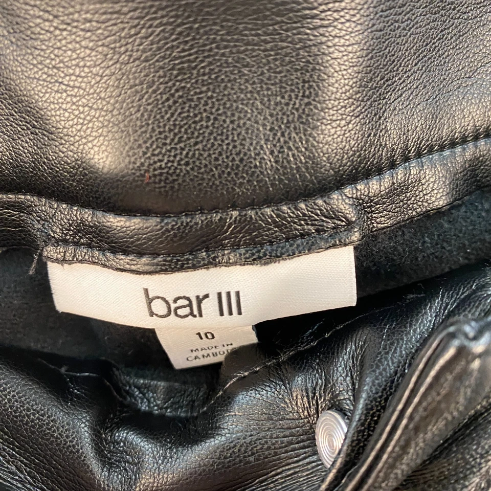 Bar III Womens 10 Pants Straight Faux Leather 30" Inseam Black - Image 4 of 4