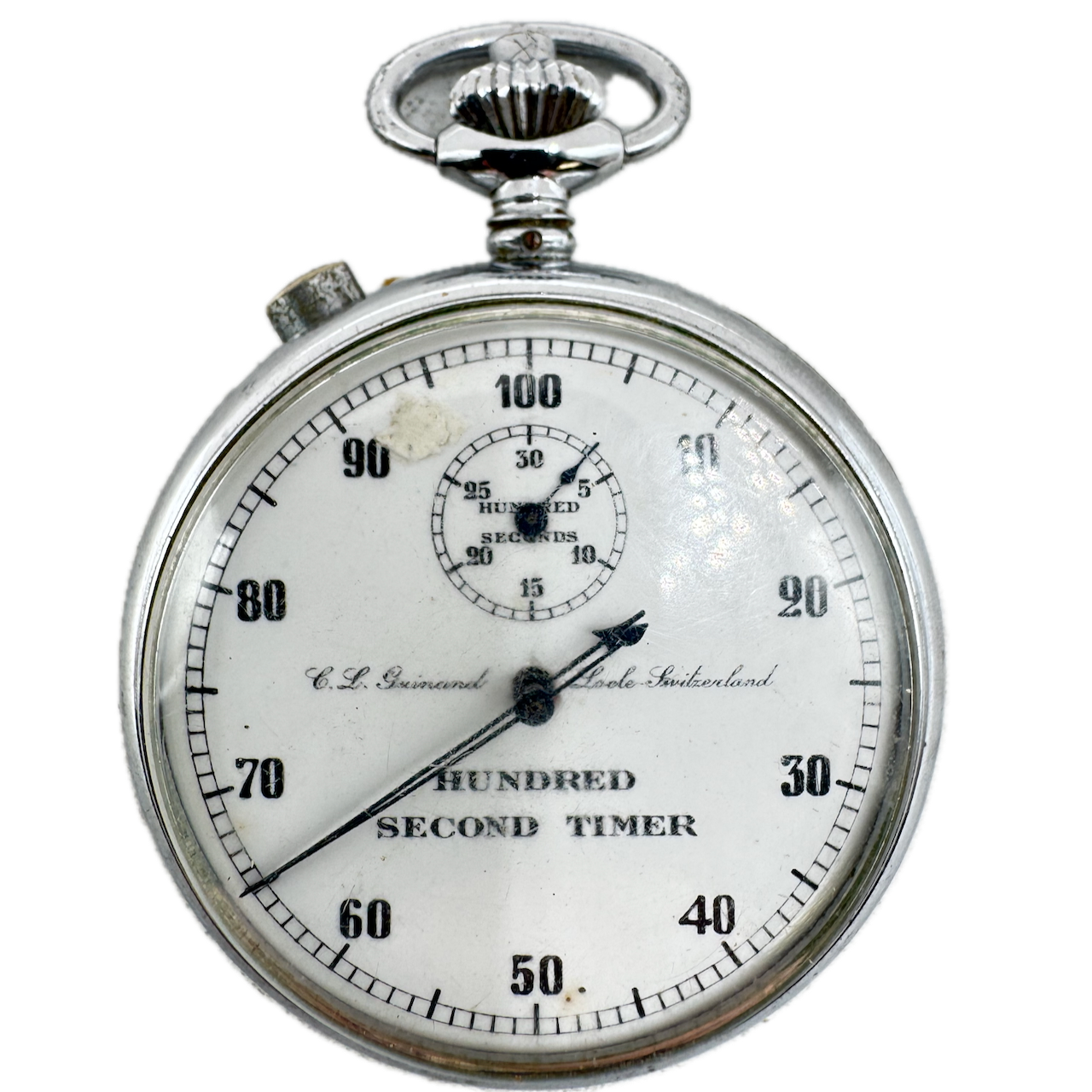 Antique C.L. Guinand Split Second Hundred Second Timer Mechanical Pocket Watch
