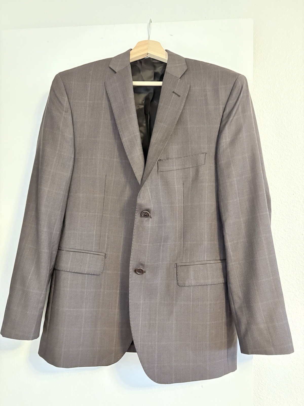 Saks Fifth Avenue Zegna Traveller Suit 38S 32 Woven Italy Wool Silk Brown Plaid⁠