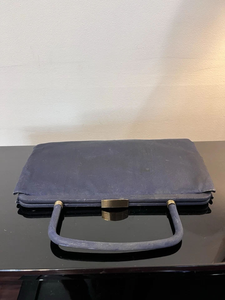 Vintage Clutch Purse Garay Handbag  Navy Formal Evening Snap Closure Small Cloth - Image 3 of 4