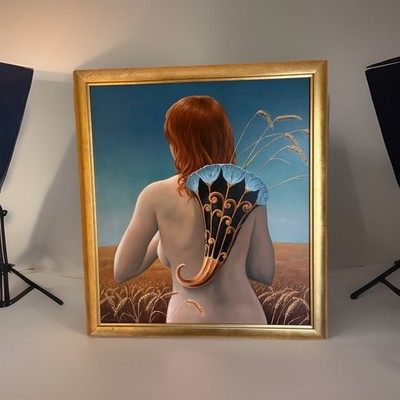 Anthony Benton Gude Painting 2002 Surreal  Landscape 26x23 AmericanLegacyGallery