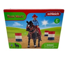 Schleich Farm World Barrel Racing with Cowgirl Horse Toy Set 42576 New in Box