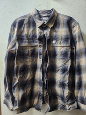 Carhartt Heavyweight Button Down Shirt Flannel Original Fit Plaid Men's L Cowboy